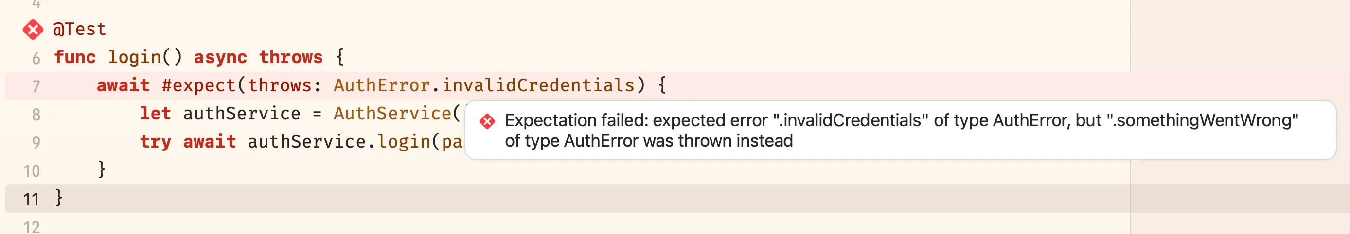 Asserting Error Type