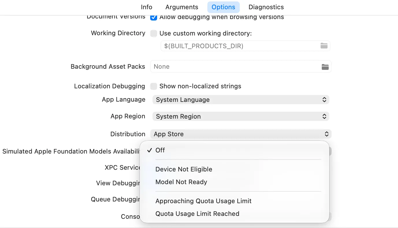 Simulating different availability states in Xcode